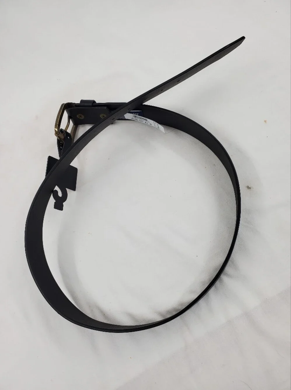 Men's Black Leather Belt with Brass Buckle